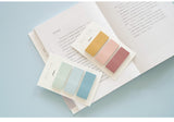 two sticky notes sets displayed on an open book