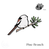 Silver Throated Long-Tailed Tit Brooch | Cute Little Fat Tit Bird Brooch | Northern Parrot Brooch/Oriole Birthday Gift Badge