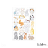 Animal Washi Deco Sticker Sheet | Dogs, Cats, Rabbits, Hamsters, Birds