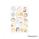 Animal Washi Deco Sticker Sheet | Dogs, Cats, Rabbits, Hamsters, Birds